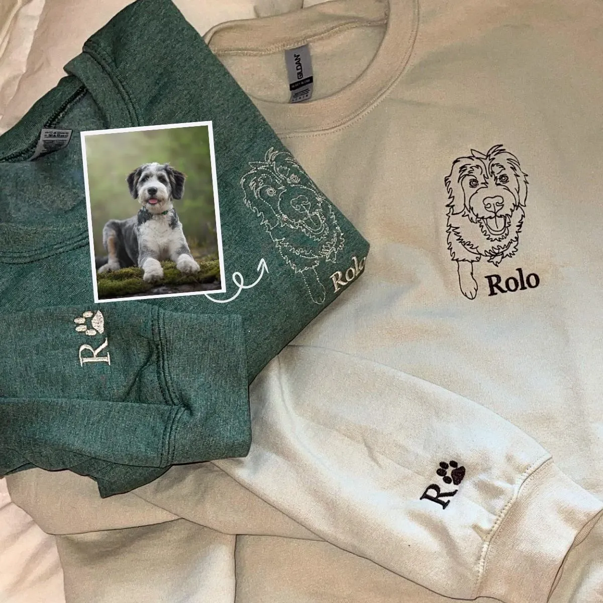 Australian Shepherd Sweatshirt or Hoodie, Custom Embroidered Gift from Photo Name