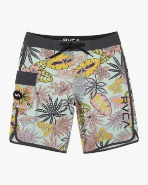 Boys Eastern Elastic 17" Boardshorts - Green Floral