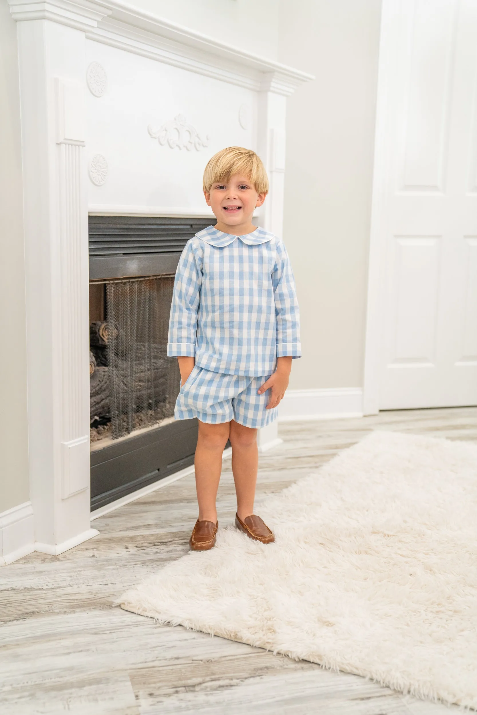 Browning Blue Check Shorts Set