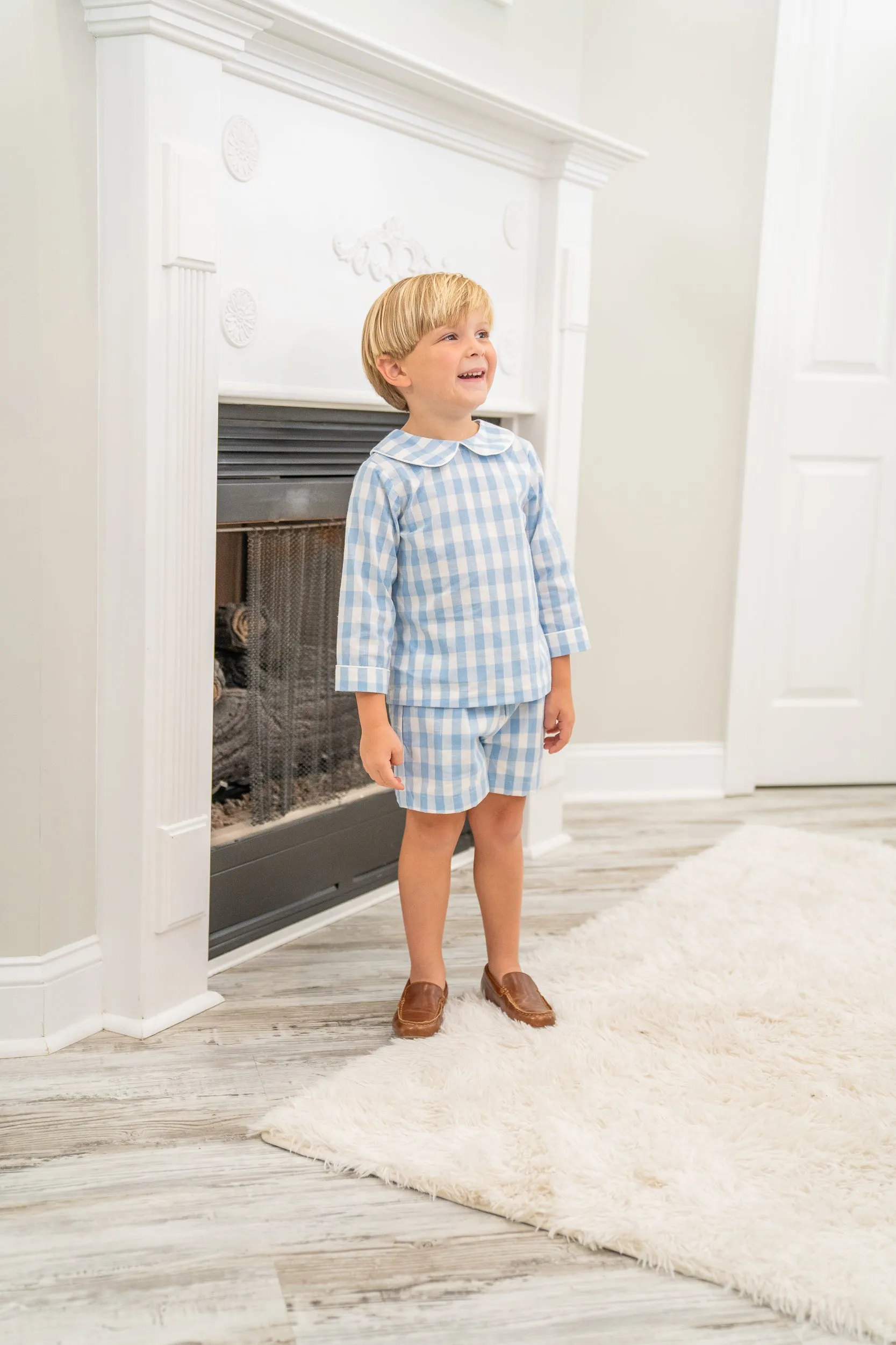 Browning Blue Check Shorts Set