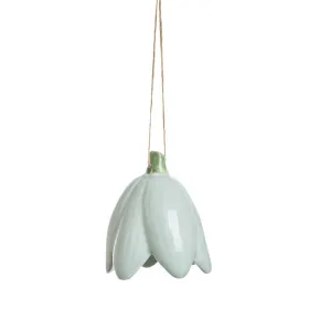 Dehlia flower ornament ceramics 6.4 cm sage green