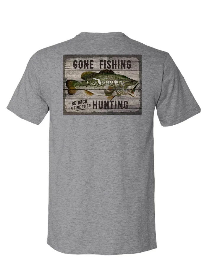 FloGrown FGM-1588 Gone Fishing Sign Tee Heather Gray