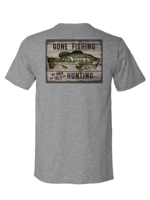 FloGrown FGM-1588 Gone Fishing Sign Tee Heather Gray
