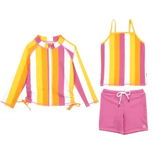 Girls Long Sleeve Rash Guard   Tankini Shorts Set (3 Piece) | "Be Bold"