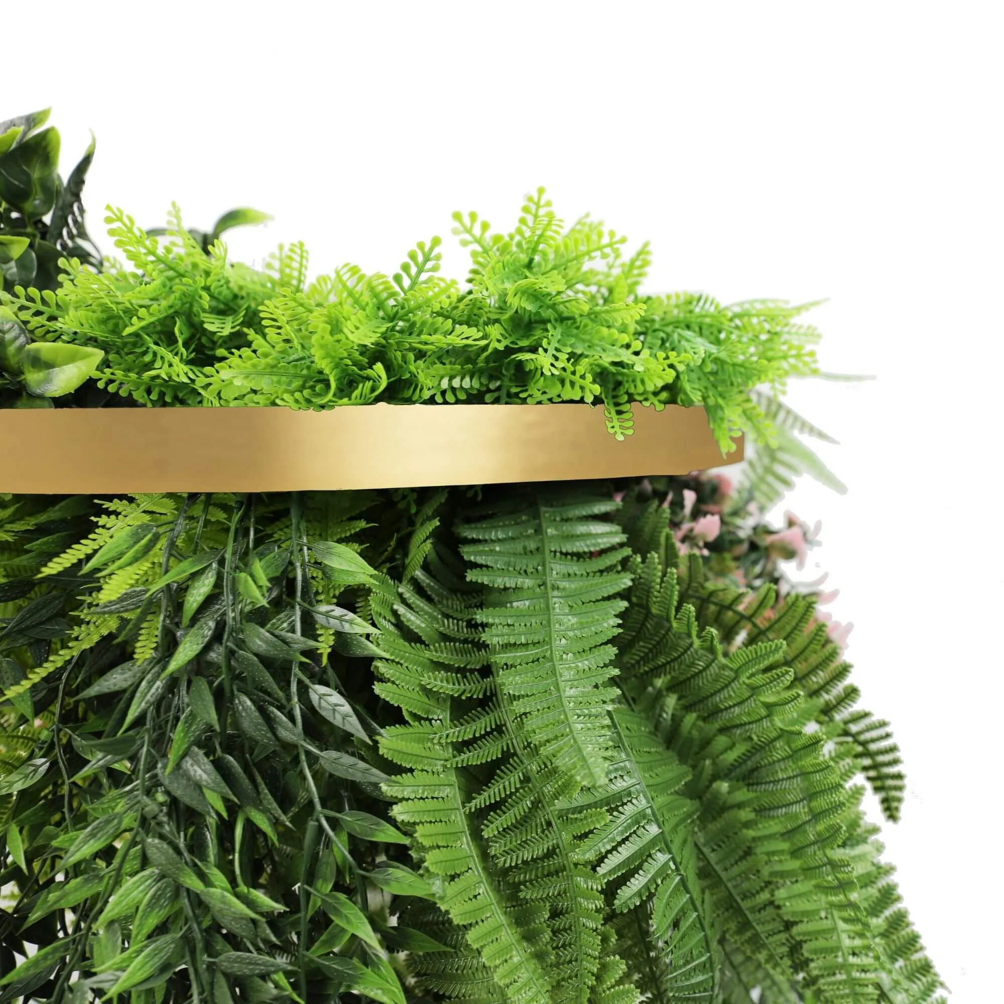 Gold Artificial Hanging Green Wall Disc 40cm UV Resistant