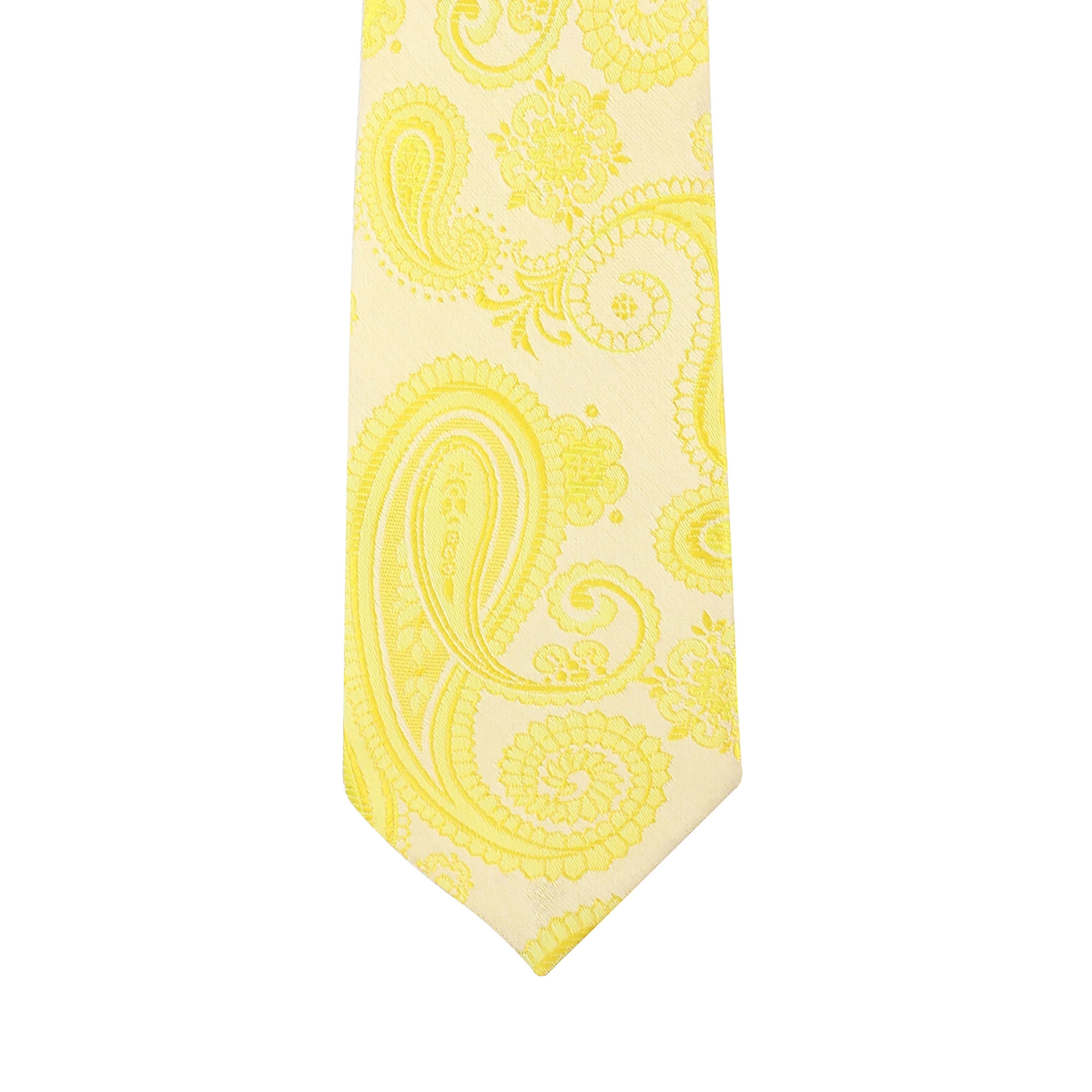Kovove Yellow Paisley Necktie and Pocket Square Gift Box
