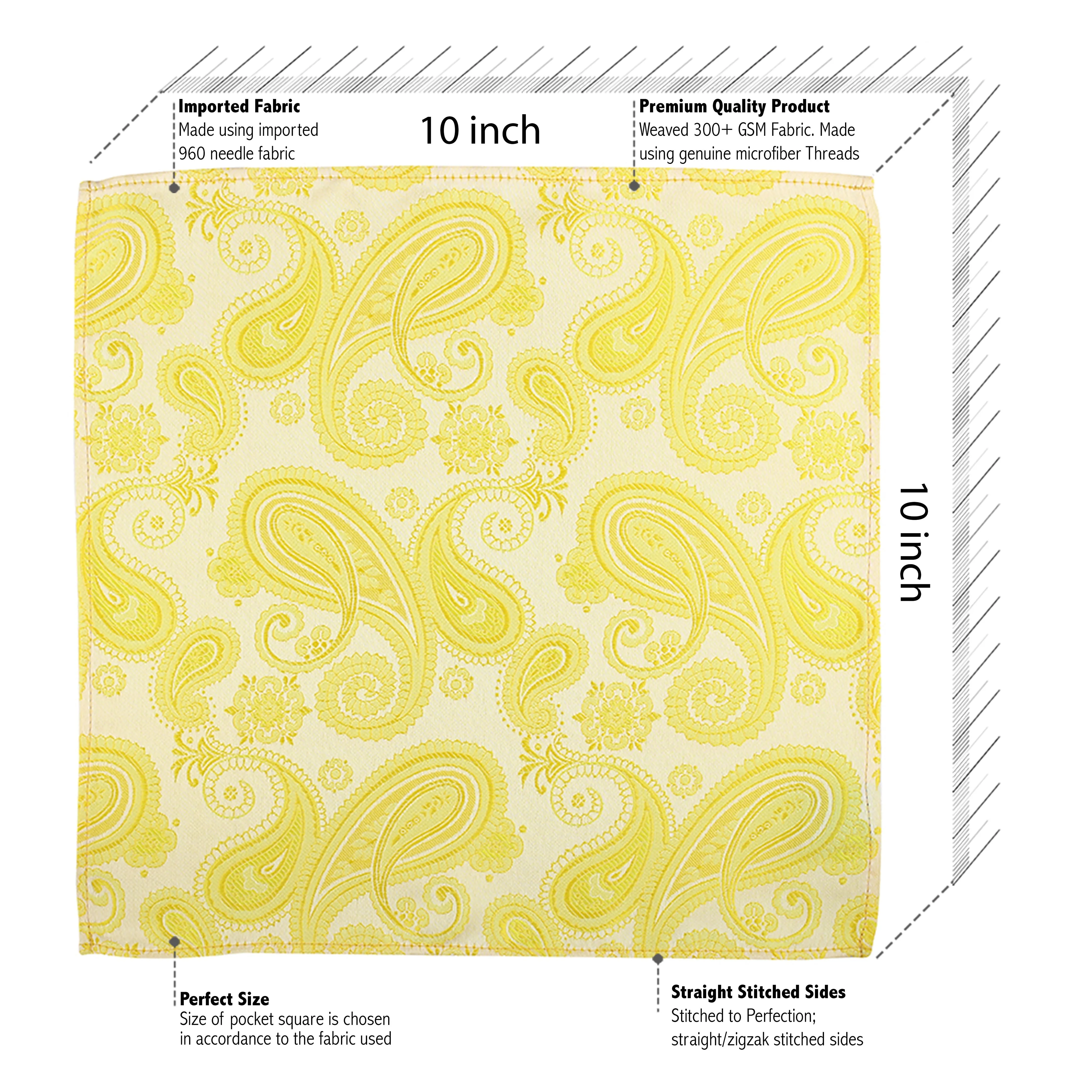 Kovove Yellow Paisley Necktie and Pocket Square Gift Box