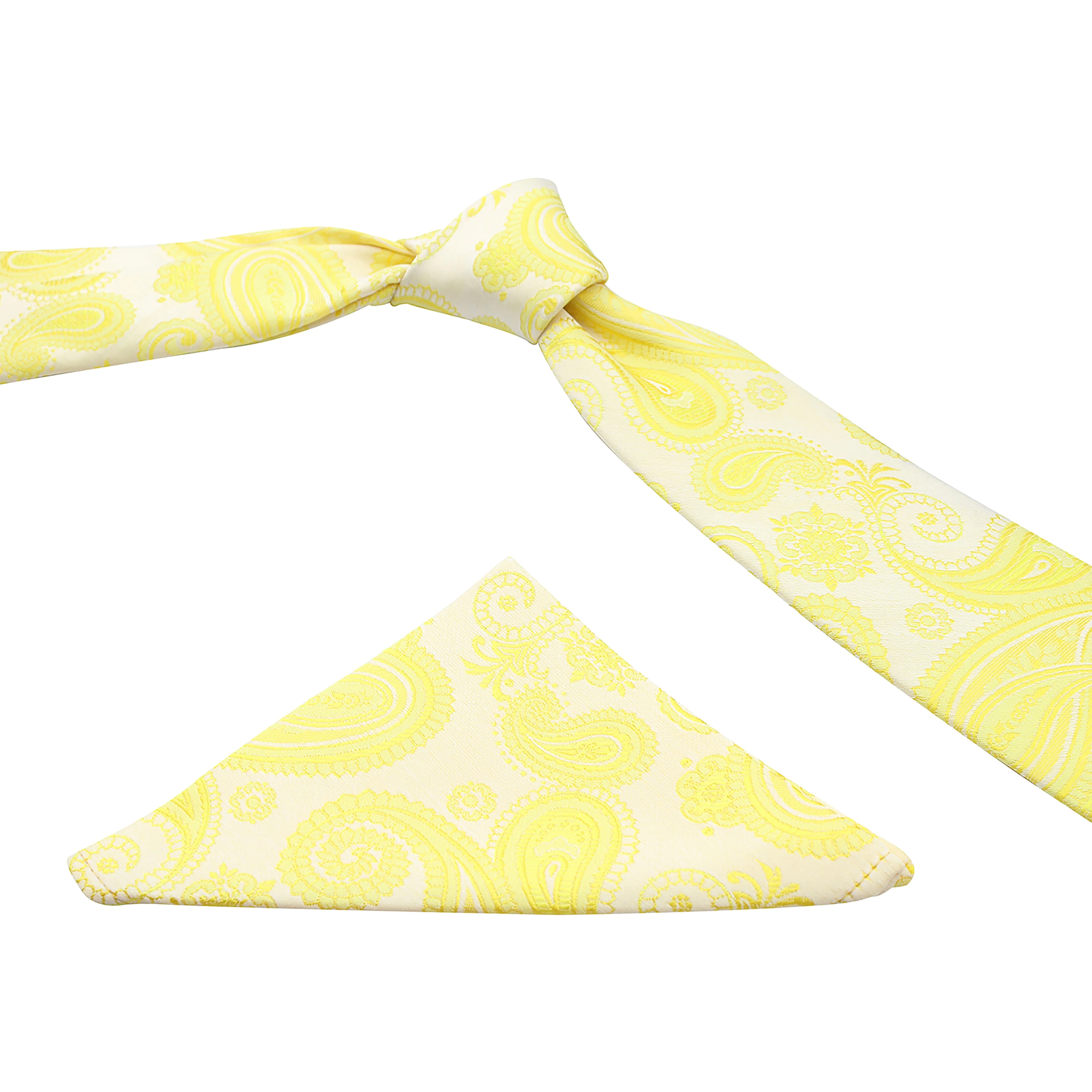 Kovove Yellow Paisley Necktie and Pocket Square Gift Box