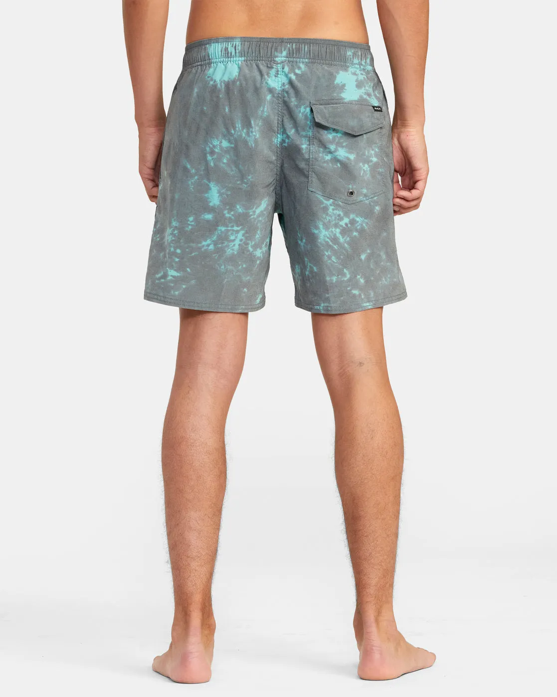 Manic Elastic Waist 17" Boardshorts - Black Green Tie Dye
