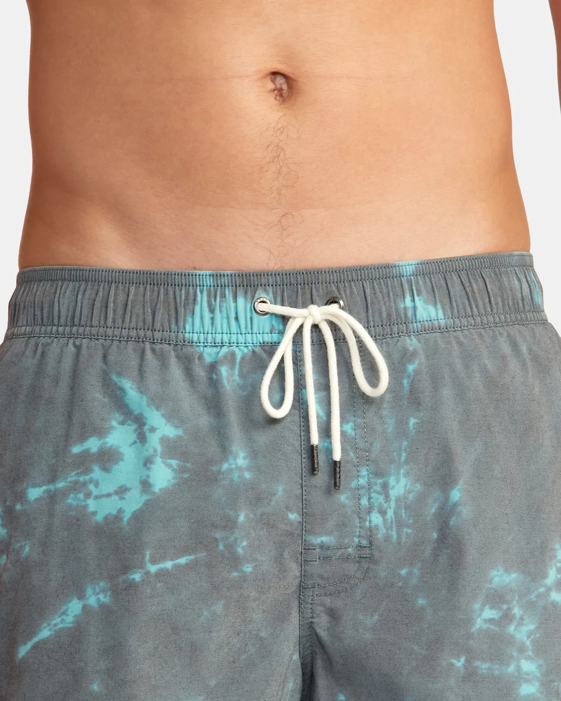 Manic Elastic Waist 17" Boardshorts - Black Green Tie Dye