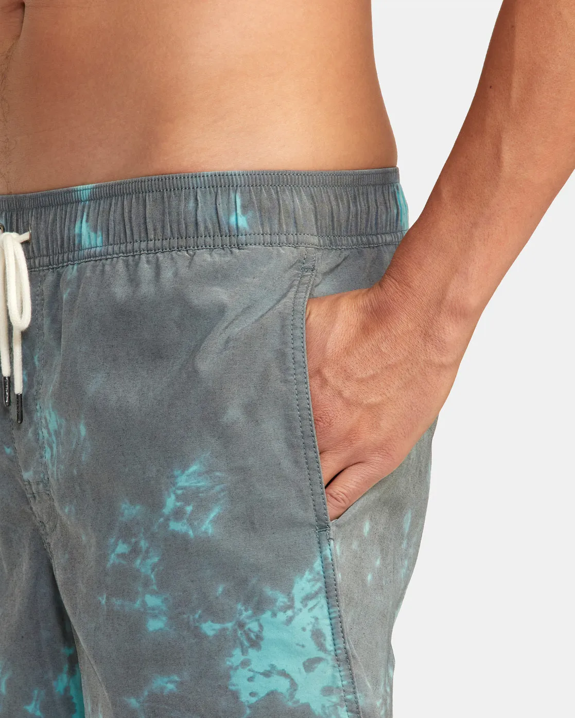Manic Elastic Waist 17" Boardshorts - Black Green Tie Dye