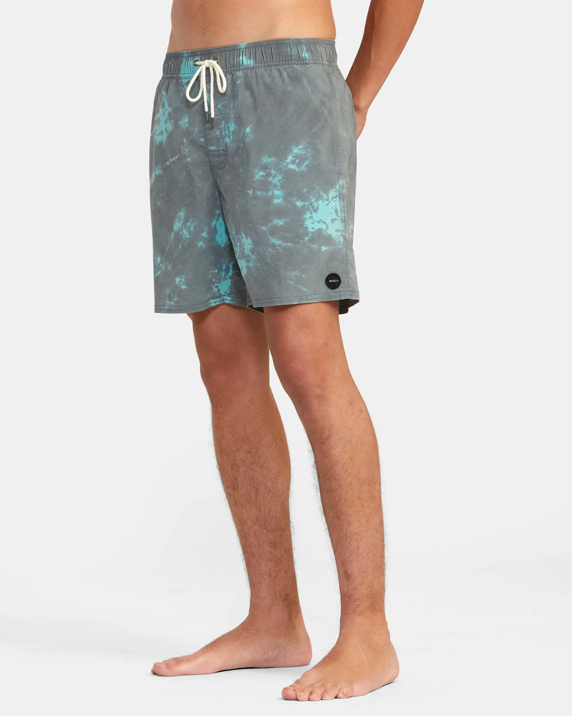 Manic Elastic Waist 17" Boardshorts - Black Green Tie Dye