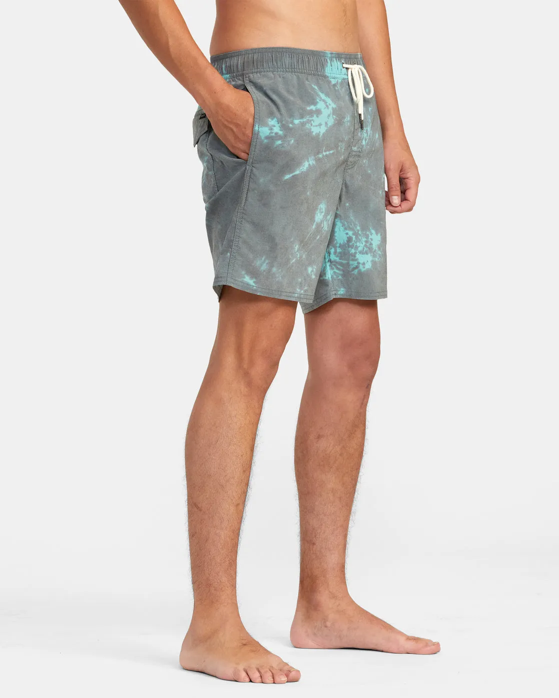 Manic Elastic Waist 17" Boardshorts - Black Green Tie Dye