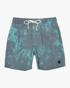 Manic Elastic Waist 17" Boardshorts - Black Green Tie Dye