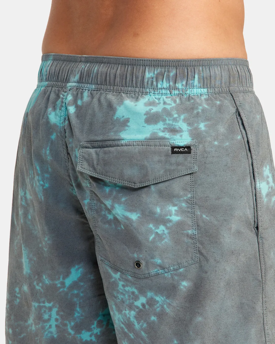 Manic Elastic Waist 17" Boardshorts - Black Green Tie Dye