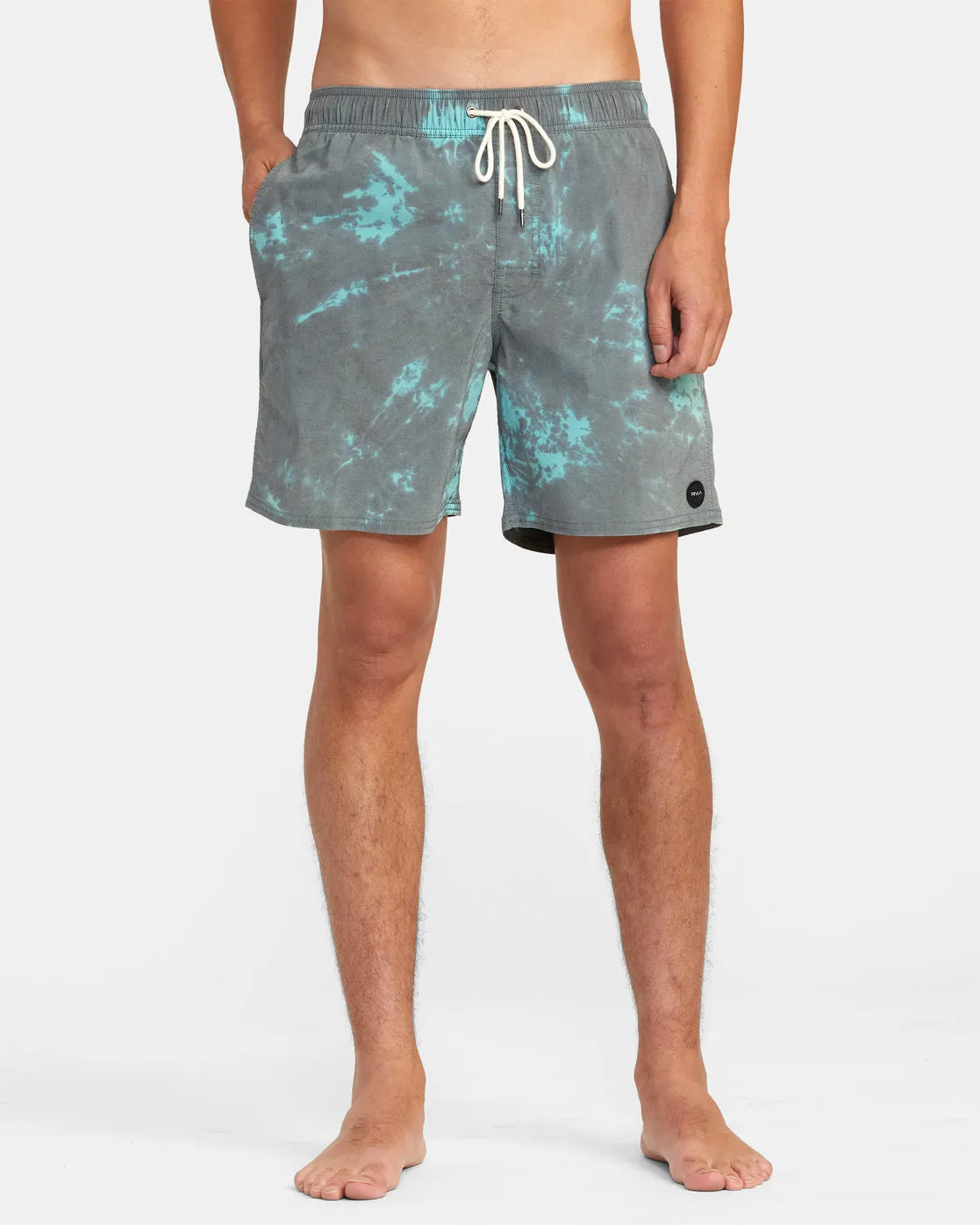 Manic Elastic Waist 17" Boardshorts - Black Green Tie Dye