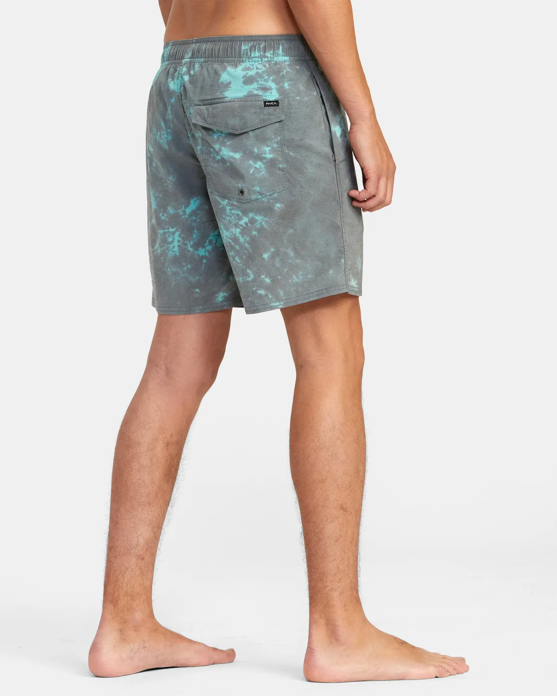 Manic Elastic Waist 17" Boardshorts - Black Green Tie Dye