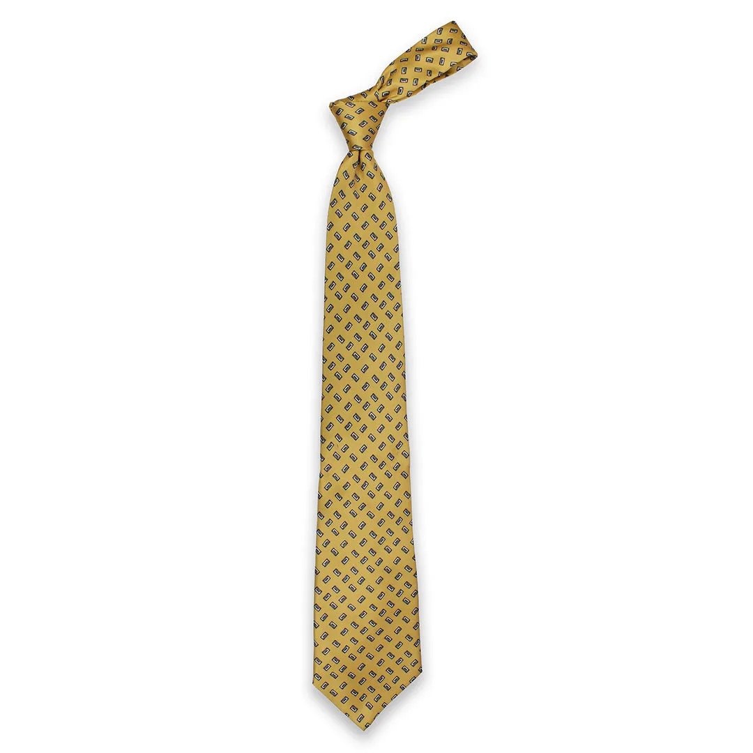 Peluche Monochrome Mosaic Brown Broad Neck Tie & Pocket Square Set for Men