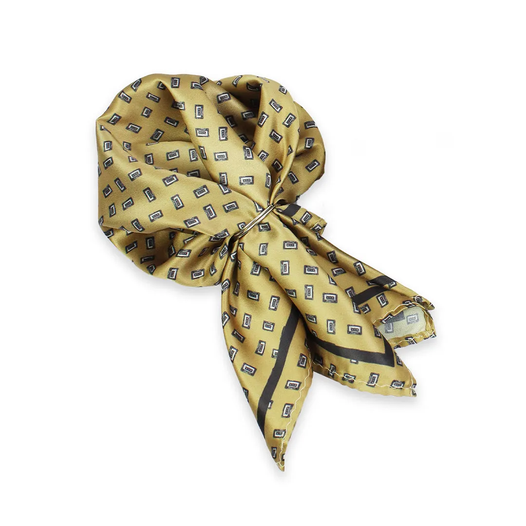 Peluche Monochrome Mosaic Brown Broad Neck Tie & Pocket Square Set for Men