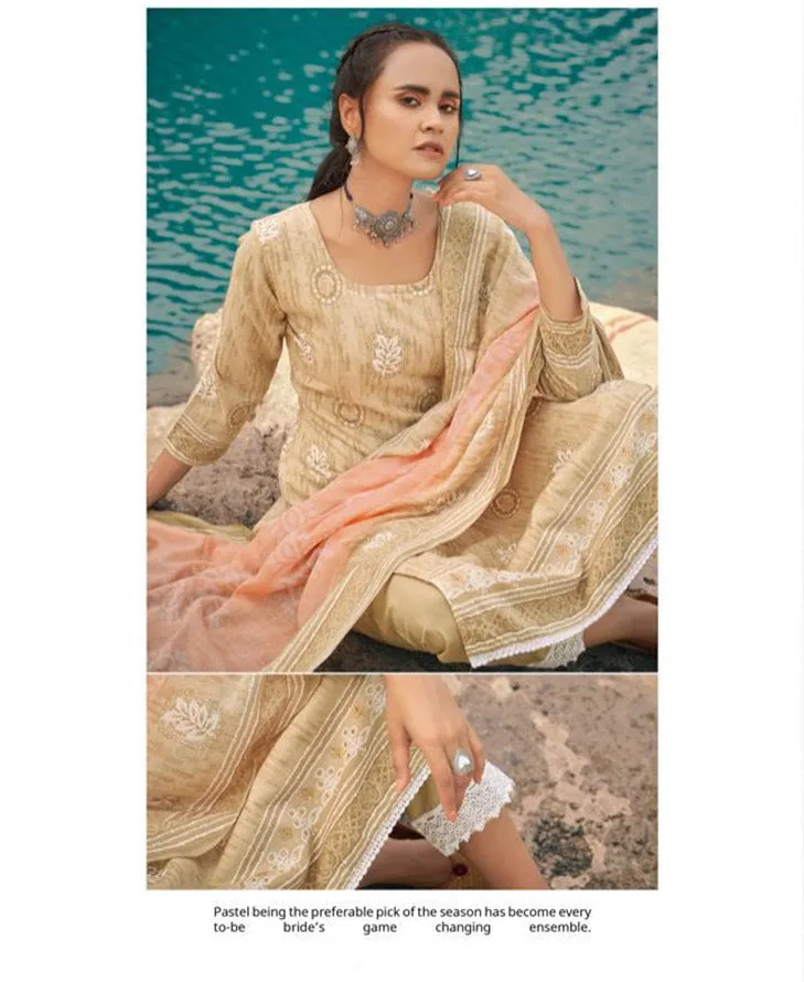 Pure Cotton Brown Unstitched Printed Suit Material