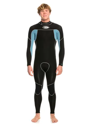Quiksilver 3/2mm Mens Cap Saturn Back Zip Steamer Wetsuit