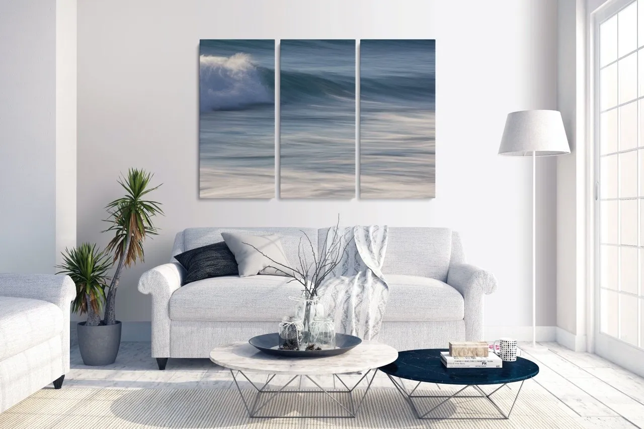 "Deep Blue Surf Triptych" | Coastal Wall Art Set