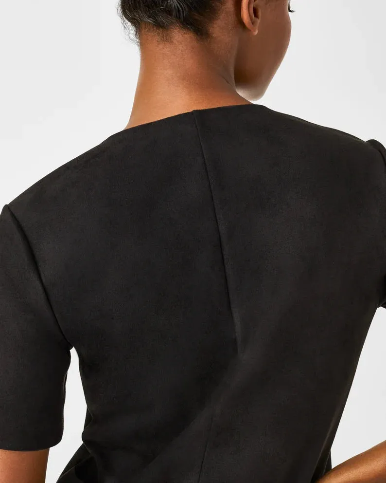 SPANX Faux Suede Column Dress - CLASSIC BLACK