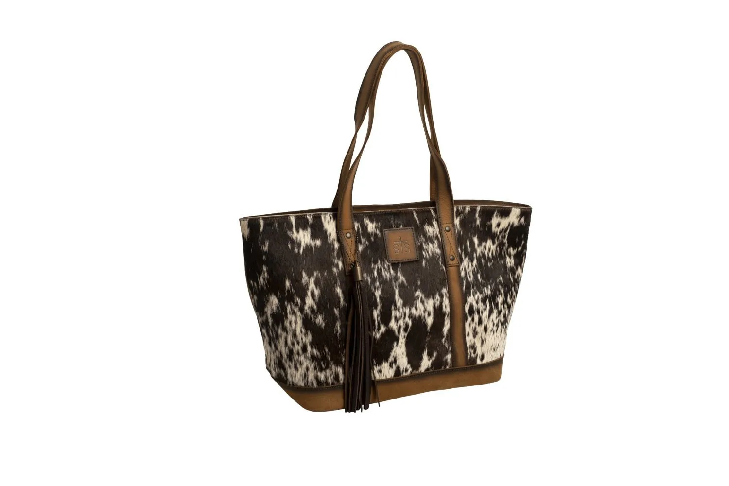 STS Ranchwear Womens Cheyenne Distressed Brown Cowhide Shoulder Tote Bag