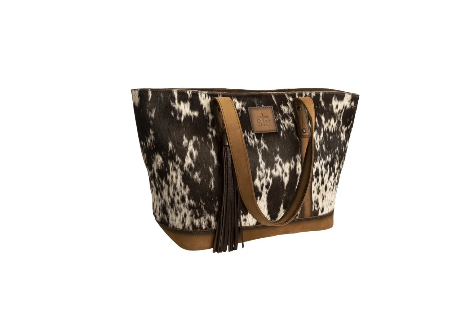 STS Ranchwear Womens Cheyenne Distressed Brown Cowhide Shoulder Tote Bag