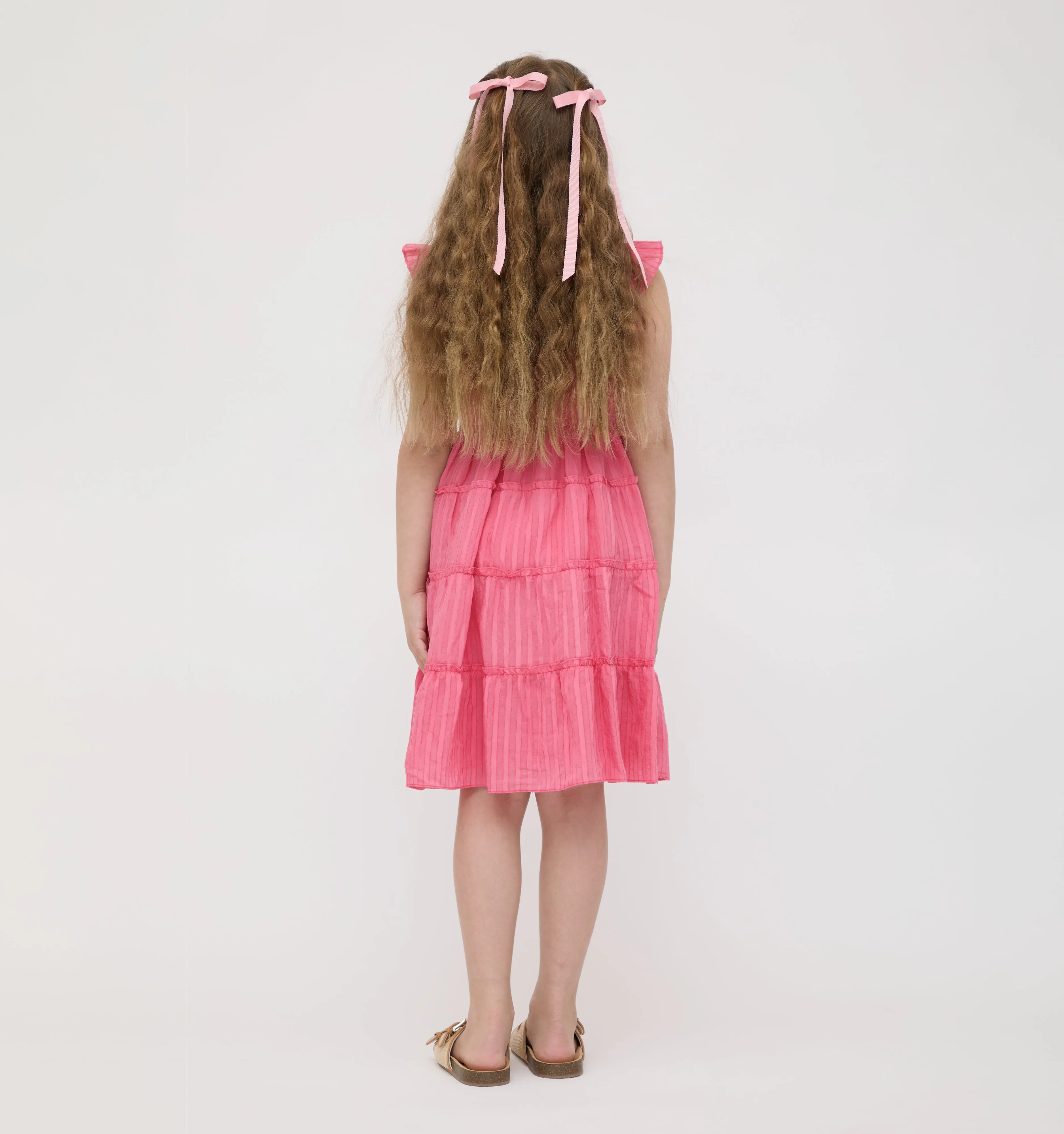 The Tiny Ellie Nap Dress - Watermelon Tonal Seersucker