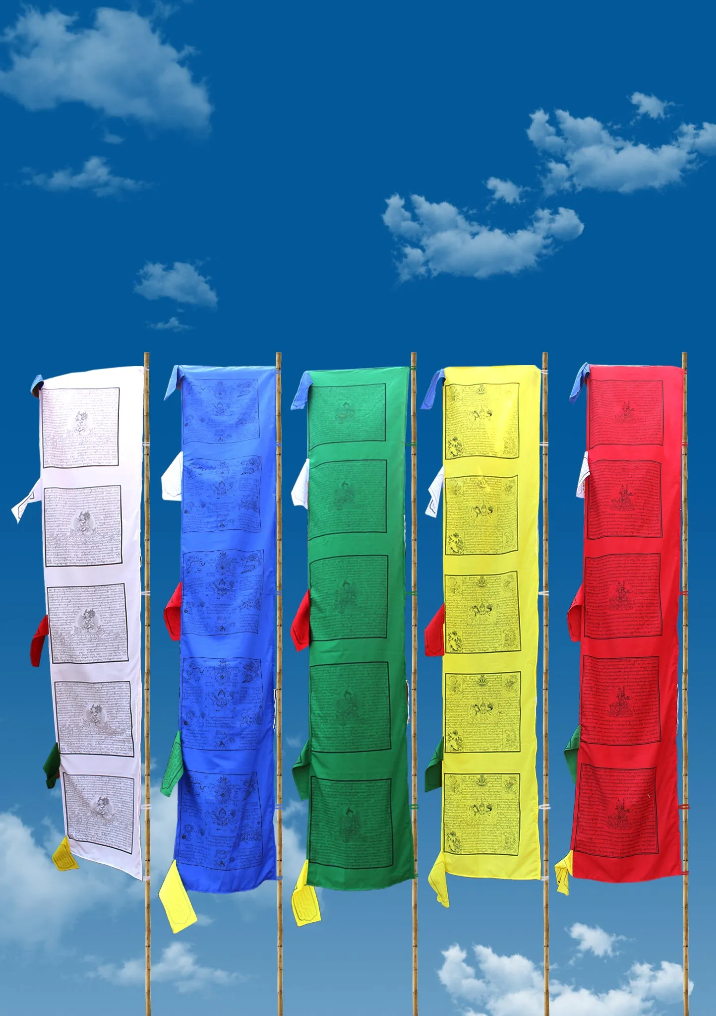 White Tara Printed Tibetan Vertical Prayer Flags